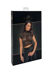 Топ Noir Handmade F303 Essence, 3XL, black, мереживний, короткий рукав, комір-стійка - мініатюра 6