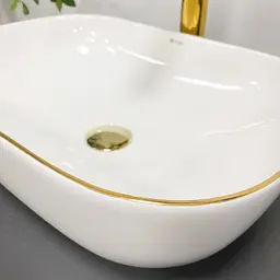 Умивальник VBI Ravenna white gold Edge накладний VBI-011218, Золотий - мініатюра 3