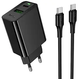 Зарядный набор - блок адаптер + кабель Hoco CS94A Leader PD20W + QC3.0 charger (EU) 2 порта черный