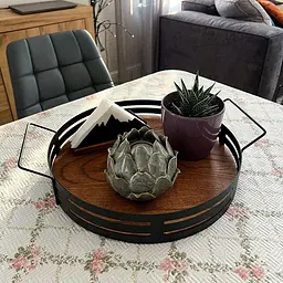 Таця Nice & Cozy Garret Plus металева з дерев'яною основою чорна - мініатюра 3