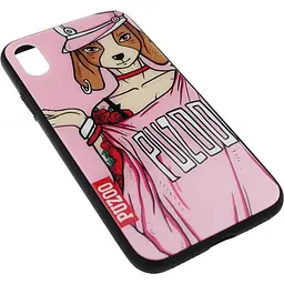 Чохол-накладка PUZOO Glass Printing with TPU Yuppie iPhone X Annie Pink - мініатюра 3