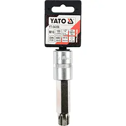 Головка торцева Yato квадрат 1/2" Spline подовжена M16 L= 100 мм (YT-04356) - мініатюра 3