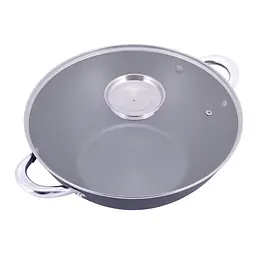 Казан чавунний WOK з антипригарним покриттям та аксесуарами для індукції та газу 4.5 літра Kamille KM-4807MR 87484 - мініатюра 6