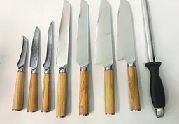 Набір ножів із дамаської сталі Damascus DK-OK 4000 AUS-10 сталь 67 шарів 9 предметів - мініатюра 9