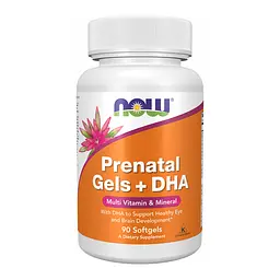 Мультивітаміни для вагітних + ДГК NOW Foods (Prenatal Gels + DHA) - 90 м'яких капсул (До 12.26)