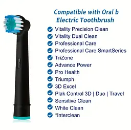 Змінні насадки для електричної зубної щітки Oral-B 4 шт., підходять для Precision Clean, Advance Power та ін. Чорні - мініатюра 8