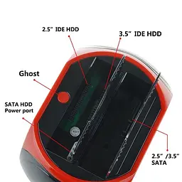 Док станція для HDD - зовнішня кишеня для жорстких дисків 2,5 - 3,5 дюйма Kkmoon C55, червоний (100343) - мініатюра 5