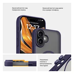 Чехол для Apple iPhone 16 Plus, Uniq MagCase, синий, противоударный, панель-накладка с MagSafe, ударопрочный TPU+PC, с магнитом MagSafe, поддержка полноценной беспроводной зарядки, ArmorStandart (ARM79502) - мініатюра 3