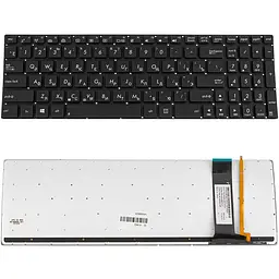 Клавіатура для ноутбука ASUS (G56, N56, N76) rus, black, без фрейма, підсвічування клавіш - мініатюра 2