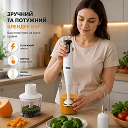Блендер занурювальний ручний DSP KM-1003 400 W 4 в 1 / Подрібнювач DSP з насадками / 4 в 1 білий міксер - мініатюра 2