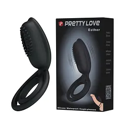 Віброкільце Pretty Love Esther чорне з стимулятором