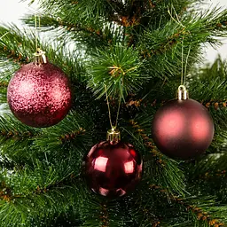 Ялинкові кулі House of Seasons пластикові 8 см 27 шт. бордові (8720967923342) - мініатюра 2