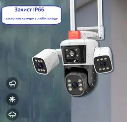Вулична WiFi IPкамера IPC24-6K  12Мп  біло-чорна 3 незалежних об'єктиви поворотні - мініатюра 3