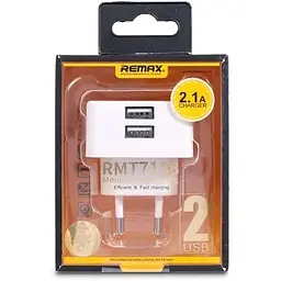 Зарядний пристрій Remax RMT-7188 Moon 2.1A 2 USB 220V White - мініатюра 3