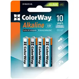 Батарейка ColorWay AAA LR03 Alkaline Power (лужні) x 4 blister (CW-BALR03-4BL)