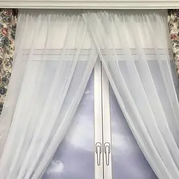 Коротка фіранка з атласу та шифону з синіми квітами на тасьмі 1,8м на 4м ALBO pbe0052788 - мініатюра 2