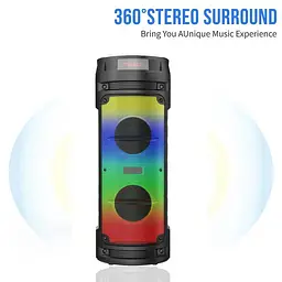 Портативна акустична система Winso ZQS6210W-6.5"x2 з RGB 30W з караоке мікрофоном та пультом - мініатюра 8