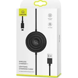 Бездротовий зарядний пристрій Usams US-CC096 Wireless Charger + Lightning кабель (CC96WH01) - мініатюра 3