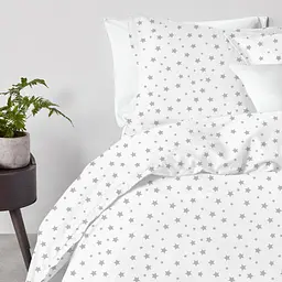 Комплект постільної білизни Cosas євро з простирадлом на резинці GREY STARS CS4 200 x 220 см (StarGrey_El-White_200) - мініатюра 2
