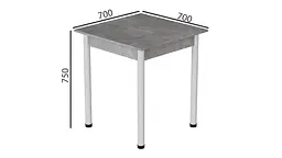 Стіл кухонний Ferrum-decor Агата 75x70x70 Білий ДСП Бетон 16мм (FRD-105555) - мініатюра 3