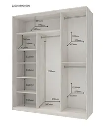 Шафа-купе Doros Сіті Лайт Біле дерево 1 ДСП / 2 Дзеркала 180х60х225 (42002055) - мініатюра 5