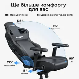 Крісло для геймерів Anda Seat Kaiser 4 V2 Size XL PVC Gray Fabric (AD12YDDC-XLL-20-G-CF-03) - мініатюра 7