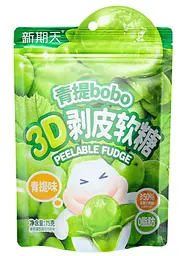 Китайські жувальні цукерки 3D Fruit Shaped Gummies Bobo Peelable Fudge Зелений виноград 75г