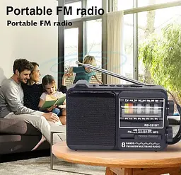 Радіоприймач PX-728BTS Bluetooth портативне радіо MP3-плеєр із сонячною панеллю 18650 USB TF microSD Чорний - мініатюра 4
