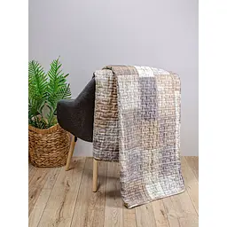 Покривало стьобане Home Line Прямокутники бежеві та коричневі 210x240 см бежеве (178343) - мініатюра 2