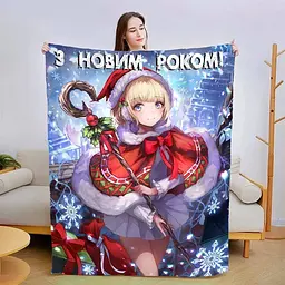 Плед плюшевий 3D новорічний З Новим Роком: Аніме №2 160х200 см 160 см 135 см