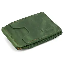 Затискач із монетницею шкіряний зелений TARWA 11.5х8х1 см acs0032186 - мініатюра 3