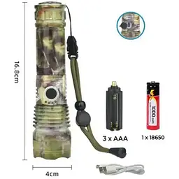 Ручний ліхтар RB-264 протиударний акумуляторний із зумом Zoom P50 18650 або 3xAAA Micro-USB - мініатюра 4