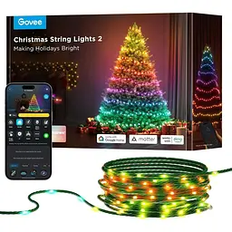 Різдвяні вогні Govee Christmas Lights 2, святкова гірлянда RGBWIC 99 футів на 300 світлодіодів з функцією відображення форми
