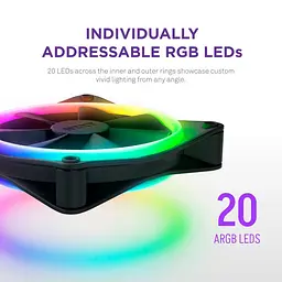 Вентилятор NZXT NZXT, F140RGB Duo - 140mm Dual-sided RGB Fan - Twin Pack (Black) (RF-D14DF-B1) - мініатюра 8