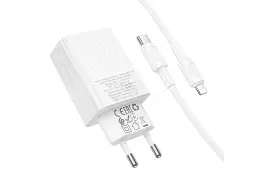 Мережевий зарядний пристрій Borofone BAS75A 30 W USB Type-C to Lightning cable White (6941991122842)