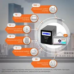 Комплект резервного живлення LP (LogicPower) ДБЖ + гелева батарея (UPS B6000 + АКБ GL 4800W) - мініатюра 2