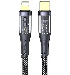 Кабель USAMS SJ573 Type-C To Lightning PD 20W Transparent Data Cable Icy Series 1.2M Black