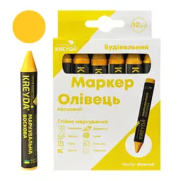 Маркер для розмітки - Універсальна крейда воскова, жовтий, 12шт. CW606016