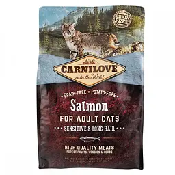 Сухий корм Carnilove Cat Salmon Sensitive & LongHair 2 кг з лососем для дорослих кішок з чутливим - мініатюра 4