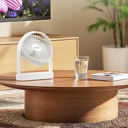 Вентилятор Hoco HX65 ultra-thin desktop fan на акумуляторі 2000 мА·год білий - мініатюра 7