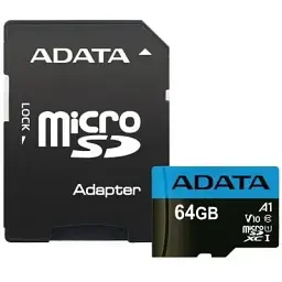 Карта пам'яті Adata 64GB microSD class 10 UHS-I A1 Premier (AUSDX64GUICL10A1-RA1)