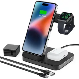 Бездротовий зарядний пристрій Boaraino W15 3 в 1 для iPhone 13/13 Mini/13 Pro/13 Pro Max/12/11/X/8, Apple Watch 7/SE/6