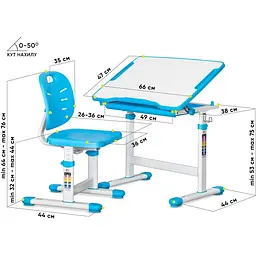 Комплект меблів Evo-kids Evo-06 Ergo Blue: стіл+стілець (Evo-06 Ergo BL) - мініатюра 2