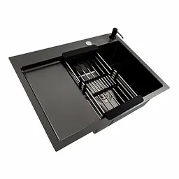 Кухонна мийка CM 65x50 R PVD чорна Platinum Handmade (круглий сифон 3.0/0.8), Чорний - мініатюра 2