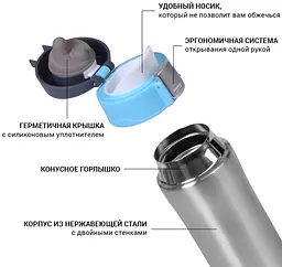 Термос Joranne Blue з нержавіючої сталі Fissman 23хØ8 см kuh0006986 - мініатюра 2