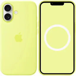 Чохол Silicone Case with Button, Animation & MagSafe для Apple iPhone 17 Neon Yellow AAA [153236]