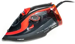 Праска Holmer HIC-2538, Black/Red, 2500W, кераміка, паровий удар 130 г/хв, постійна подача пари 30 г/хв, вертикальне відпарювання, очищення від накипу (HIC-2538)