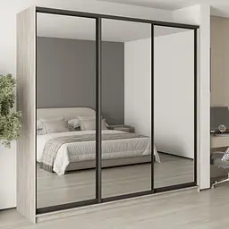 Шафа-купе тридверна MebelStar Уні BG 3 Дзеркала 250x60x240 см Аляска сірий (MBS-7869)