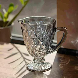 Глечик для напоїв Yiwu скляний HP-19-273 Diamond Blue 1л тонований з алмазним огранюванням синій - мініатюра 2