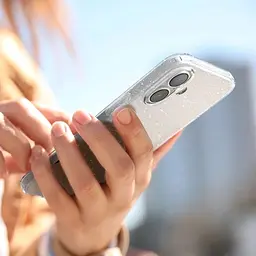 Чехол Spigen Liquid Crystal Glitter для iPhone 16 Crystal Quartz (ACS08192) + защитное стекло - мініатюра 8
